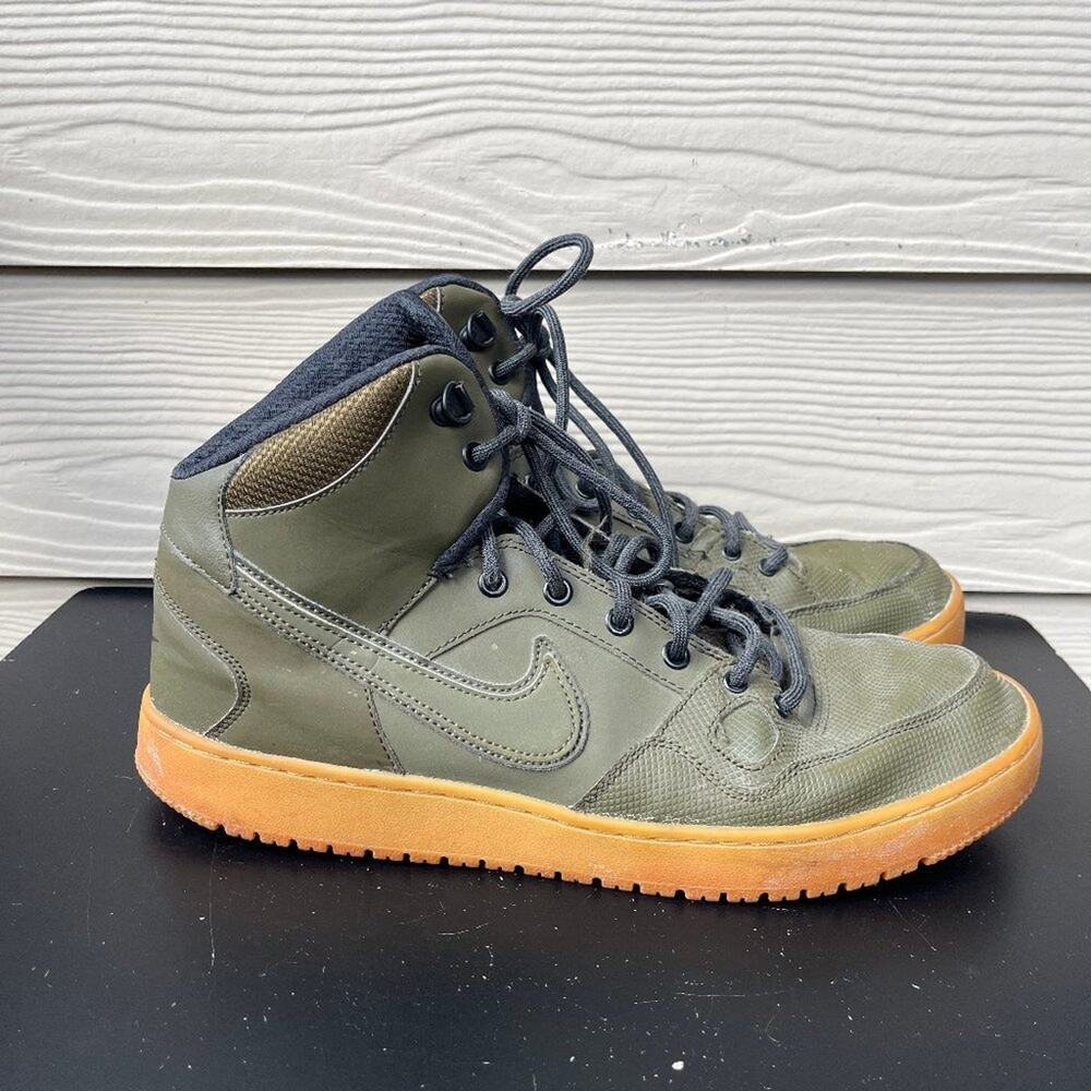 Nike Men's Son of Force Mid Loden Green Leather Shoes Sneakers Size 12
